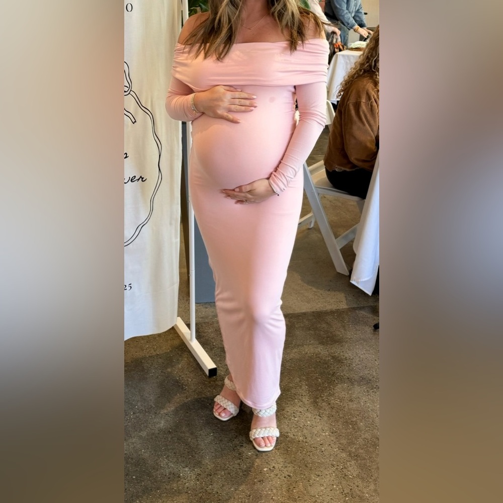 Elegant Blush Pink Cowl Neck Maxi Dress